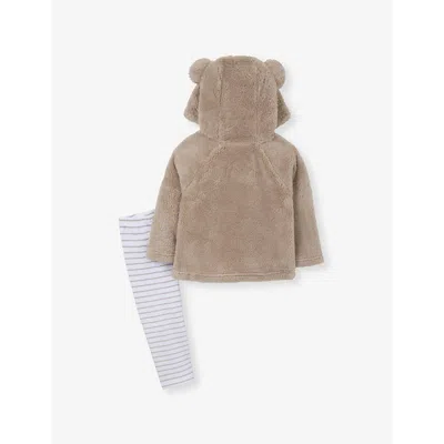 The Little White Company Bear-embroidered Long-sleeve Cotton-blend Hoody And Leggings Set 0 In Brown