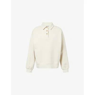 The Couture Club Womens  Emblem-embroidered Rugby Polo Cotton Sweatshirt In White