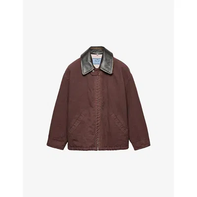 Prada Old Canvas Caban Jacket In Brown