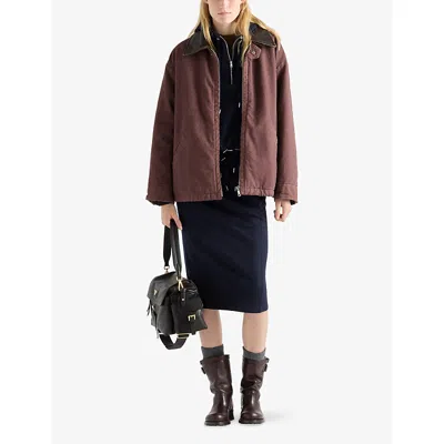 Prada Old Canvas Caban Jacket In Brown