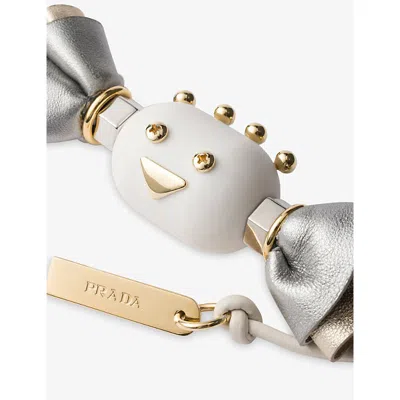 Prada Candy Plexiglass And Leather Key Ring Charm In Gray