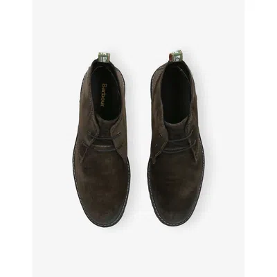 Barbour Lace-up Panelled Boots In Brown