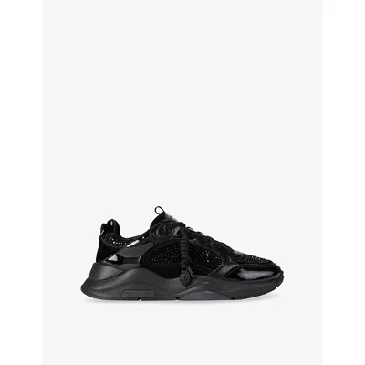 Kurt Geiger Leather Embellished Rosyton Sneakers In Black