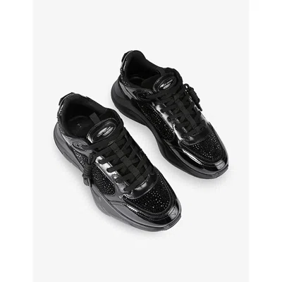 Kurt Geiger Leather Embellished Rosyton Sneakers In Black