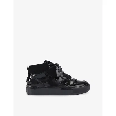 Kurt Geiger Mens  London Southbank B Ball Patent-leather Trainers In Black