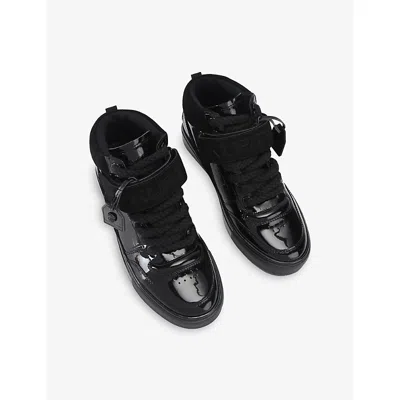 Kurt Geiger Mens  London Southbank B Ball Patent-leather Trainers In Black