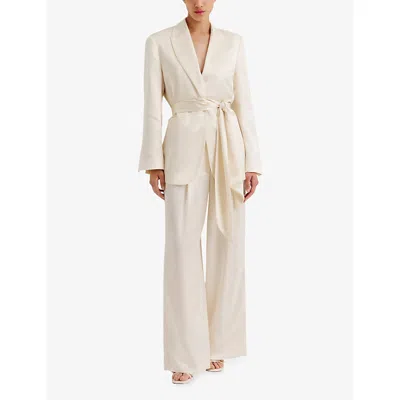 Malina Womens  Liv Wrap Satin Blazer In White