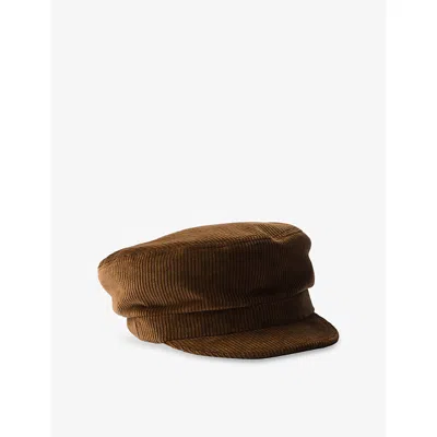 Prada Womens  Corduroy Newsboy Cap In Brown
