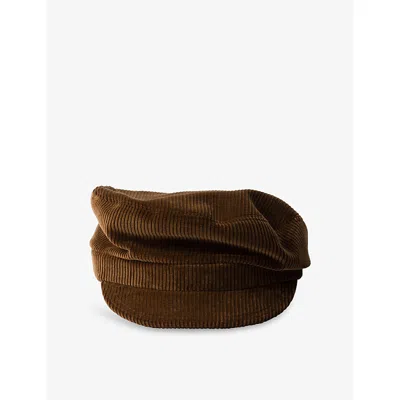 Prada Womens  Corduroy Newsboy Cap In Brown