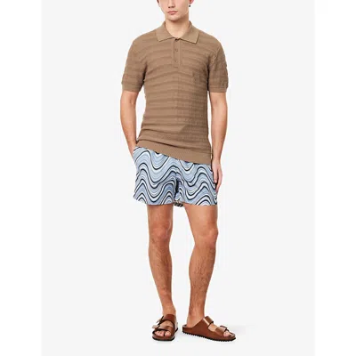 Frescobol Carioca Mens  Vidal Short-sleeve Mesh Polo Top In Brown