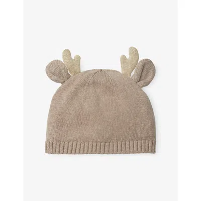 The Little White Company Jingles Stretch-organic Cotton Beanie Hat 0 In Brown