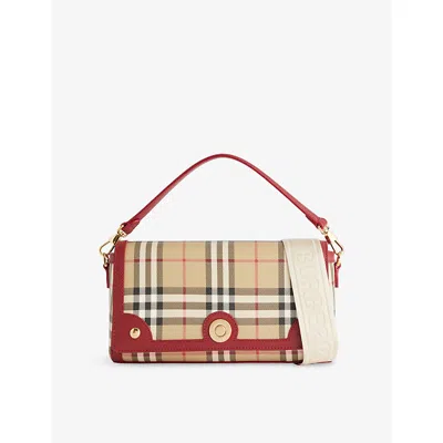 Burberry Womens  Note Woven Top Handle Bag In Red