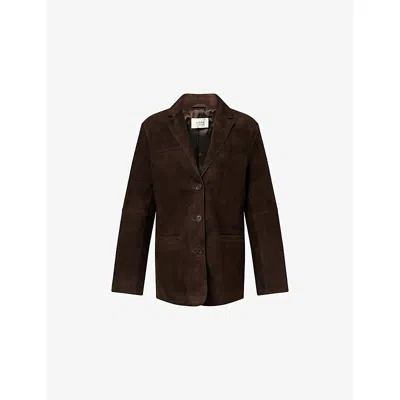 Dissh Womens  Hendrix Notch-lapel Suede Jacket In Brown