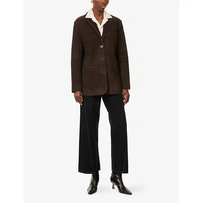 Dissh Womens  Hendrix Notch-lapel Suede Jacket In Brown