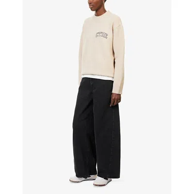 The Couture Club Womens  Logo-embroidered Relaxed-fit Knitted Jumper In Neutral