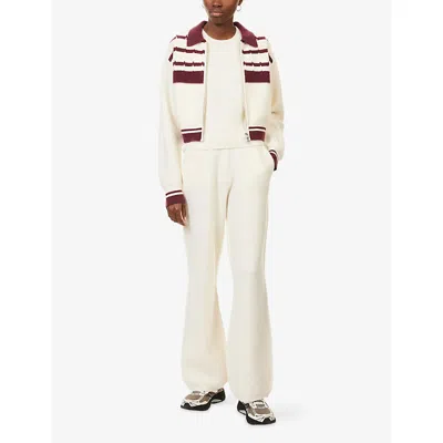 The Couture Club Womens  Contrast-stripe Zip-up Knitted Top In White