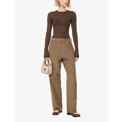 Miu Miu Lamé Ribbed-knit Top In Multi