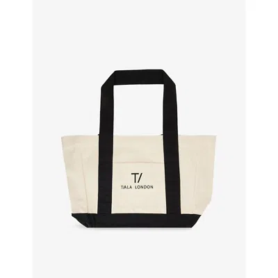 We Are Tala Omens  Contrast Logo-embroidered Cotton Tote Bag In Black