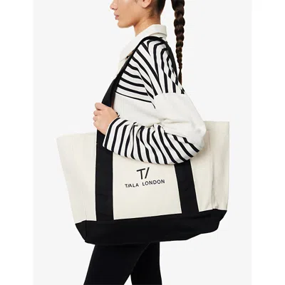We Are Tala Omens  Contrast Logo-embroidered Cotton Tote Bag In Black