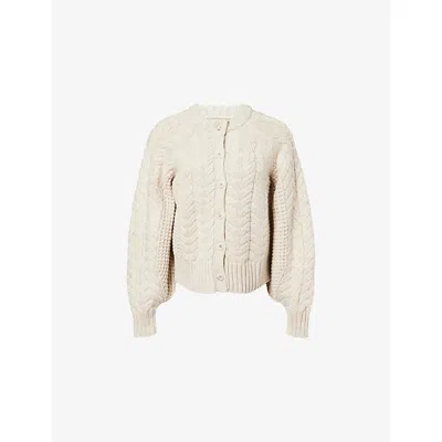 Dissh Womens  Tom Cable Knit Wool-blend Cardigan In Gray