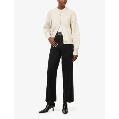 Dissh Womens  Tom Cable Knit Wool-blend Cardigan In Gray