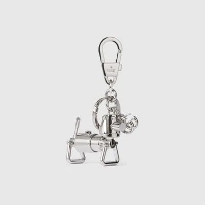 Gucci Dog-shaped Keychain With Double G In Gray