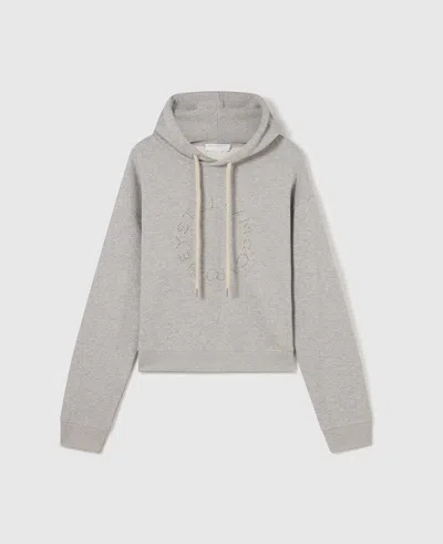 Stella Mccartney Logo-embroidered Cropped Hoodie In Gray