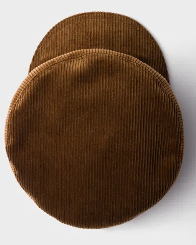 Prada Corduroy Newsboy Cap In Brown