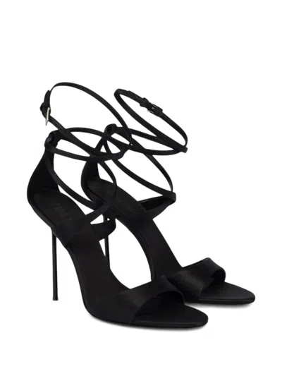 Paris Texas 105mm Lidia Wrap-around Stiletto Sandals In Black