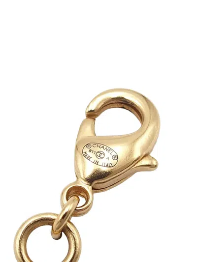 Pre-owned Chanel 2011 Gold Plated Cc Bead Drop Necklace Costume Necklace In Red