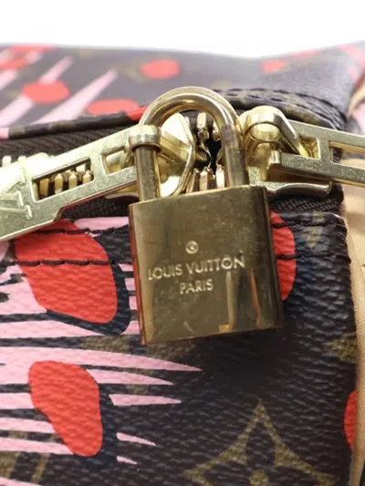 Pre-owned Louis Vuitton 2016 Monogram Jungle Dots Keepall Bandouliere 50 Travel Bag In Brown