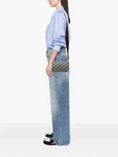 Pre-owned Dior 2022 Oblique Canvas Roller Messenger Bag Crossbody Bag In Blue