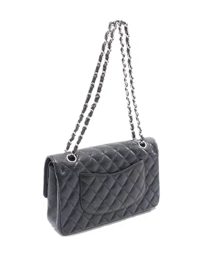 Pre-owned Chanel 2014-2015 Medium Classic Caviar Double Flap Shoulder Bag In Black