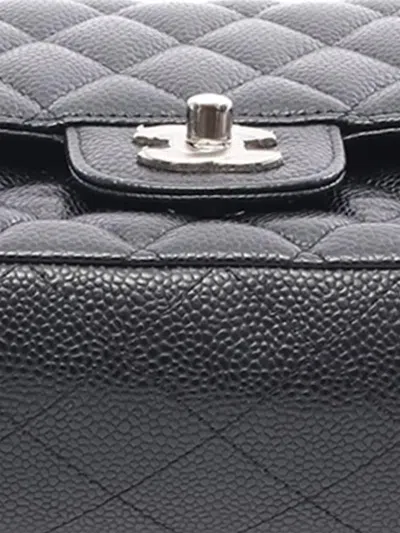 Pre-owned Chanel 2014-2015 Medium Classic Caviar Double Flap Shoulder Bag In Black