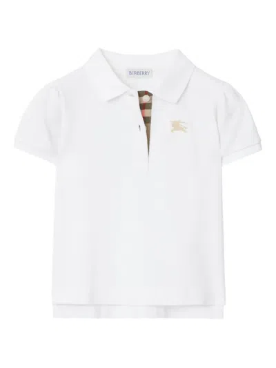 Burberry Short-sleeved Check-lining Polo Shirt In White