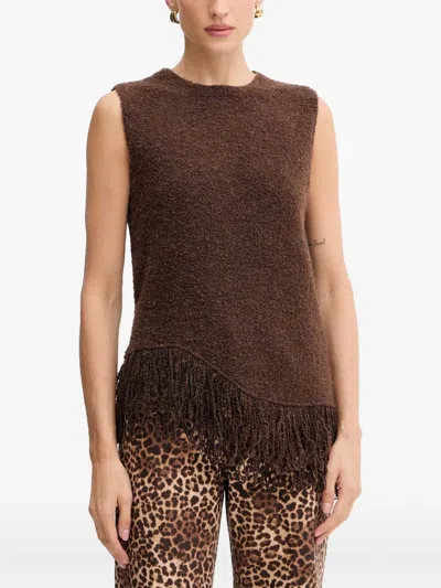 Simona Corsellini Fringed Vest In Brown
