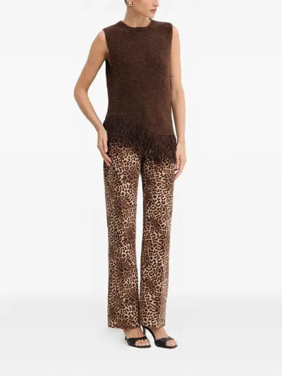 Simona Corsellini Fringed Vest In Brown