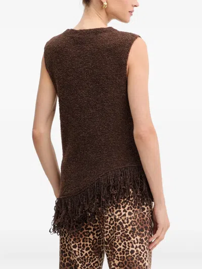 Simona Corsellini Fringed Vest In Brown