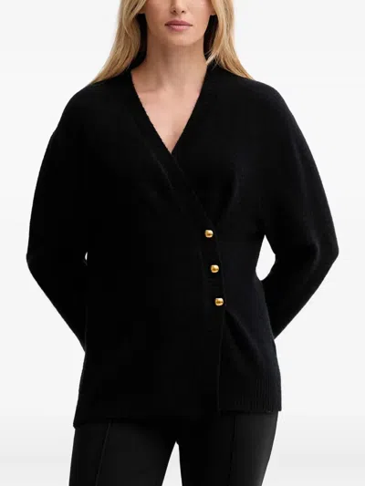 Isabelle Blanche Button-up V-neck Cardigan In Black