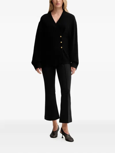 Isabelle Blanche Button-up V-neck Cardigan In Black