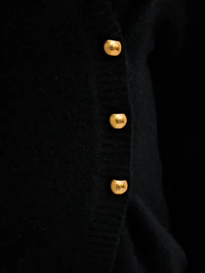 Isabelle Blanche Button-up V-neck Cardigan In Black