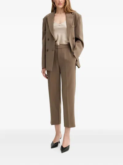 Isabelle Blanche Cropped Trousers In Brown