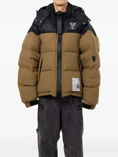 Miharayasuhiro Oversize Down Jacket With Patch In Brown