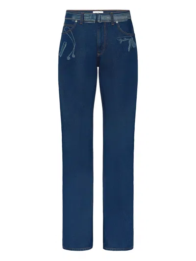 Jean Paul Gaultier Trompe L'oeil-print Jeans In Blue