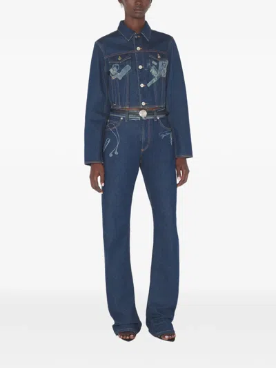 Jean Paul Gaultier Trompe L'oeil-print Jeans In Blue