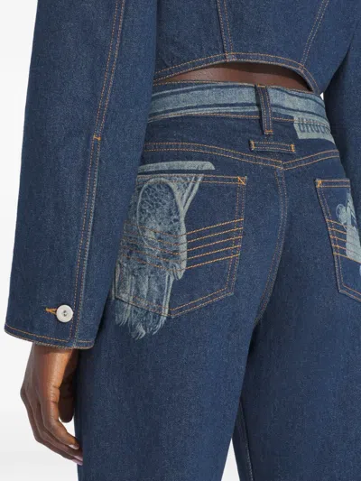 Jean Paul Gaultier Trompe L'oeil-print Jeans In Blue