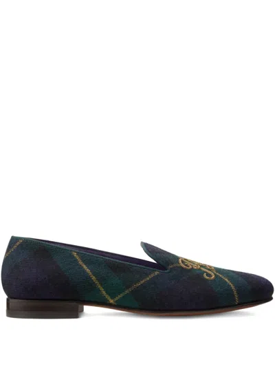 Ralph Lauren Alonzo Plaid Wool-blend Slipper In Blue