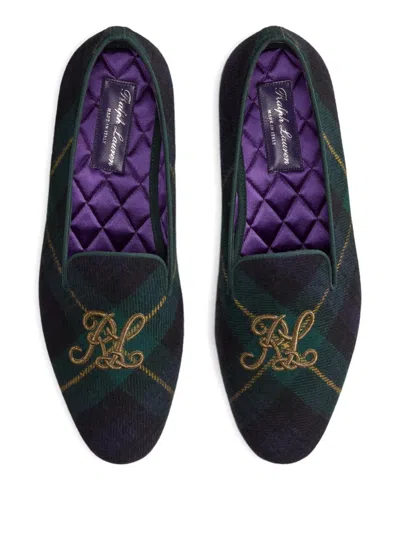 Ralph Lauren Alonzo Plaid Wool-blend Slipper In Blue