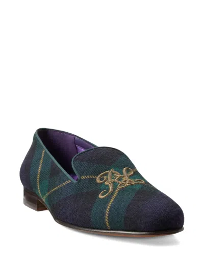 Ralph Lauren Alonzo Plaid Wool-blend Slipper In Blue