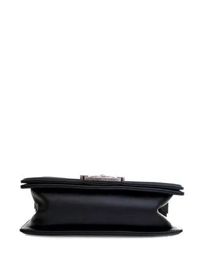 Pre-owned Chanel 2014 Small Embossed Calfskin Cordoba Boy Flap Crossbody Bag In Black